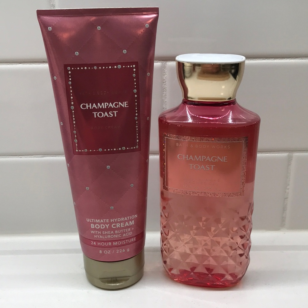 NWT!BBW Champagne Toast Pink Body Cream & Fragrance Lotion Set